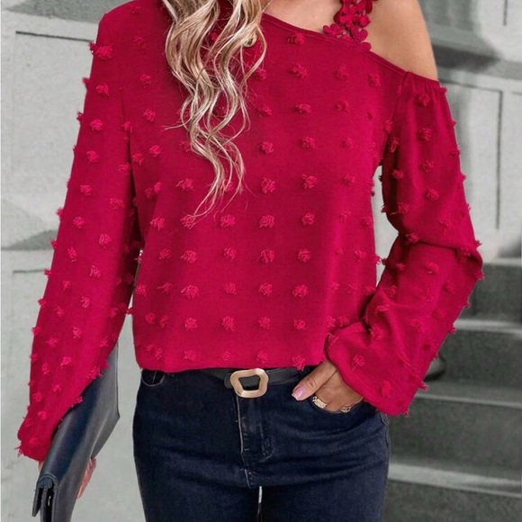 Red Off-Shoulder Textured Top - Picture 1 of 1